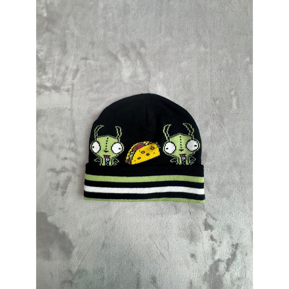 Nickelodeon Invader Zim Gir Taco Beanie Hat Black Green White Stripes